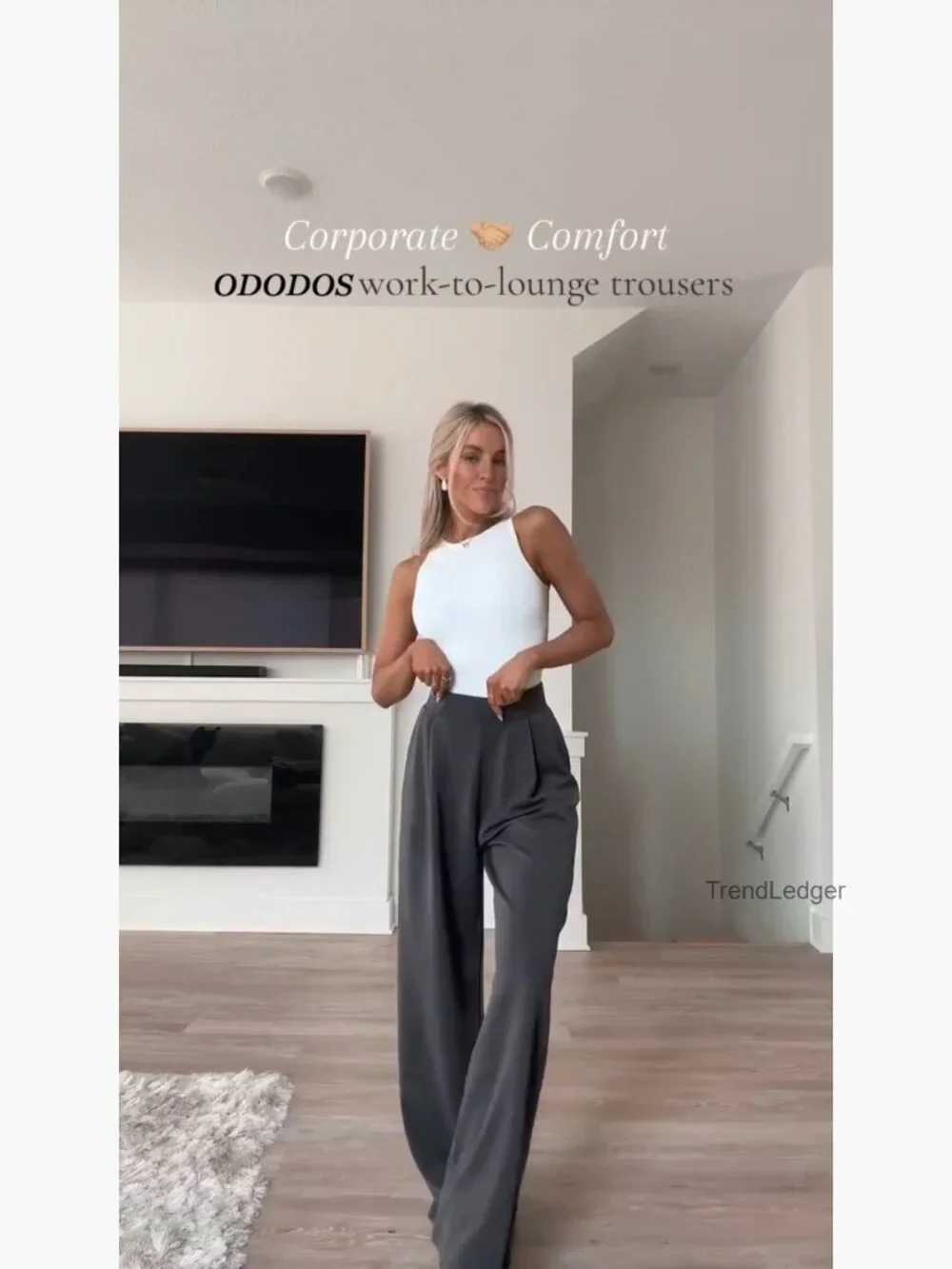 High Waist Wide Leg Pants with Pockets Modal Soft Loungewear - Picture 7 of 7